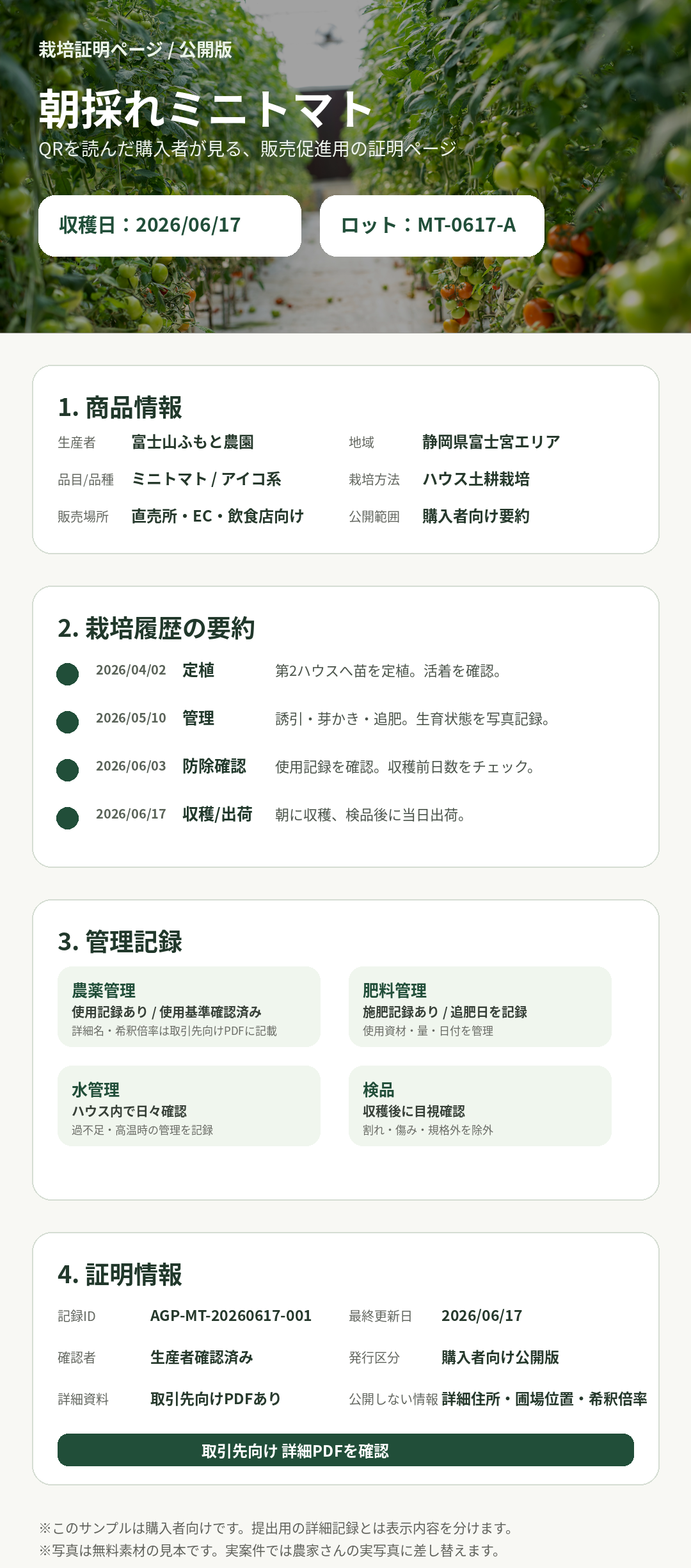 栽培証明ページ サムネイル
